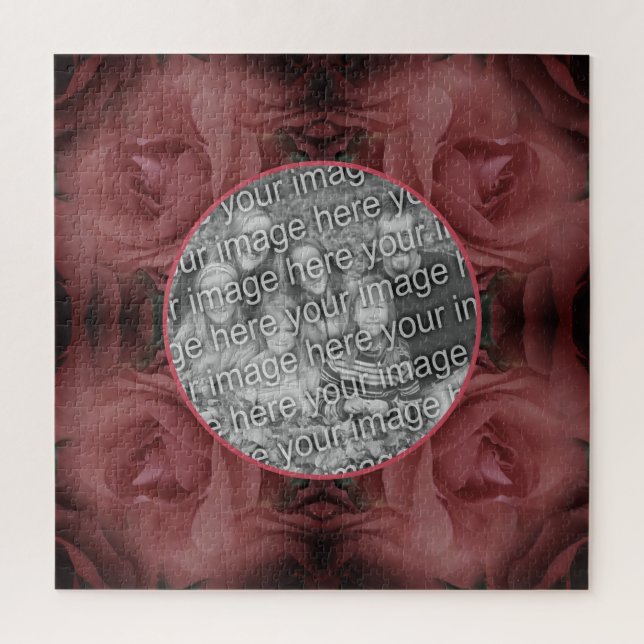 Puzzle Red Rose Flower Nature Frame Ajouter Votre Photo (Vertical)