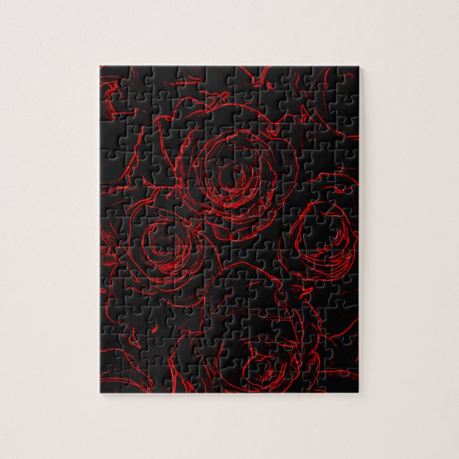 Puzzle Red Roses Arrière - plan noir (Vertical)