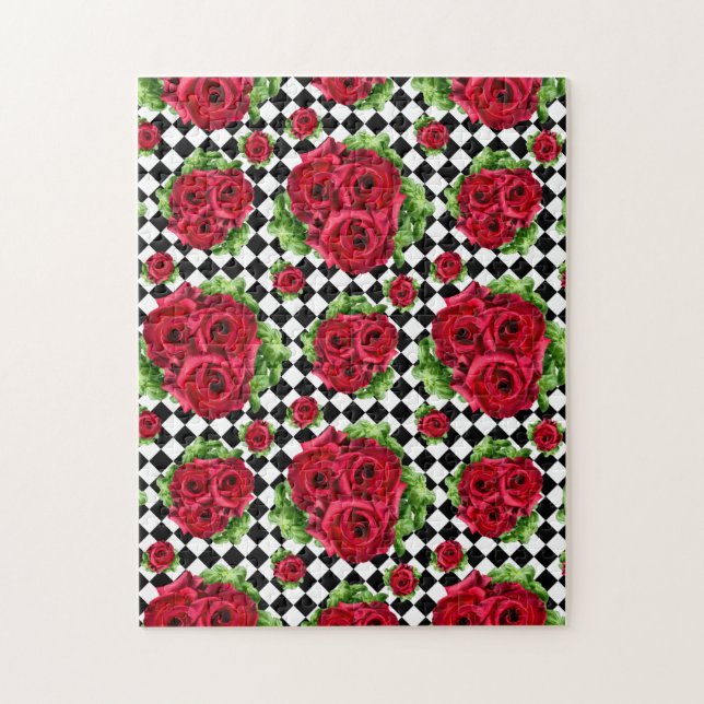 Puzzle Red Roses Bouquet Floral Amour Rockabilly (Vertical)