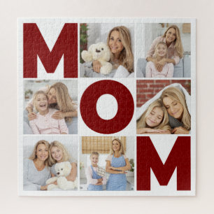 Puzzle Red & White 6 Photo Collage Maman