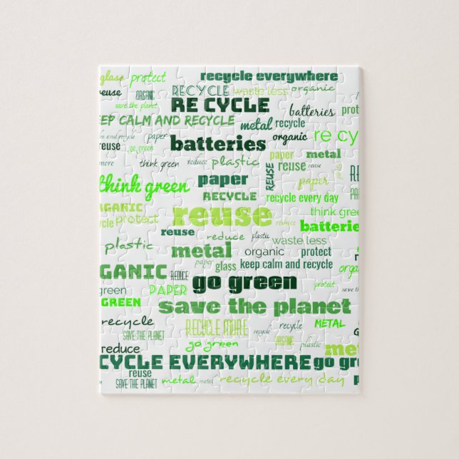 Puzzle Réduire, réutiliser, recycler le cloud Word (Vertical)