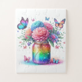 Puzzle-Regenbogen Glitter Schmetterling & Blume