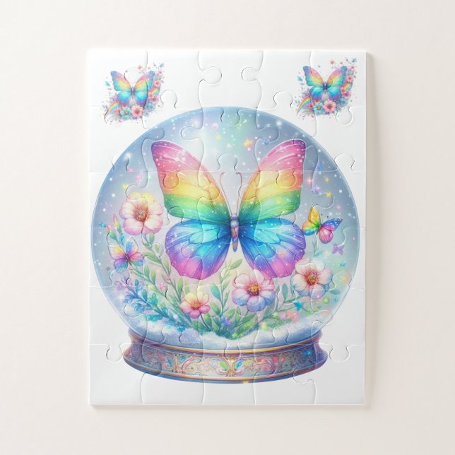 Puzzle-Regenbogen Glitter Schmetterling & Blume  (Vertikal)