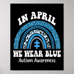 Puzzle Regenbogen Im April Tragen Wir Blau Autismu Poster
