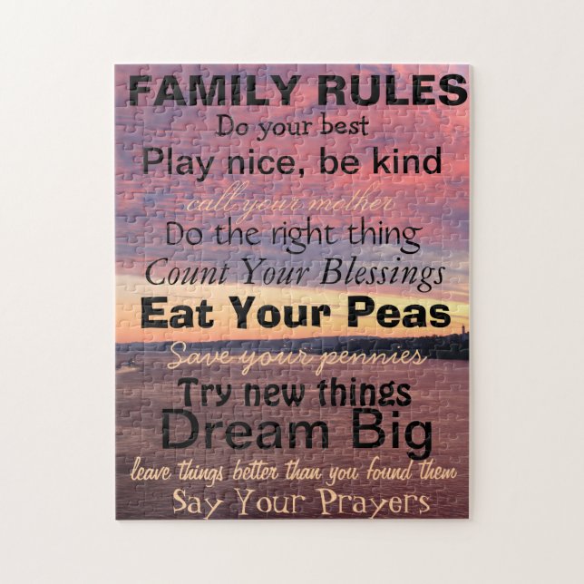 Puzzle RÈGLES FAMILIALES, Famille personnalisée (Vertical)