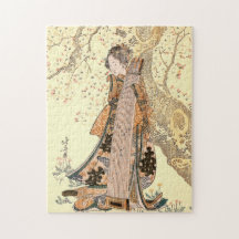 Réimage de la femme japonaise de Hokusai cerisier 