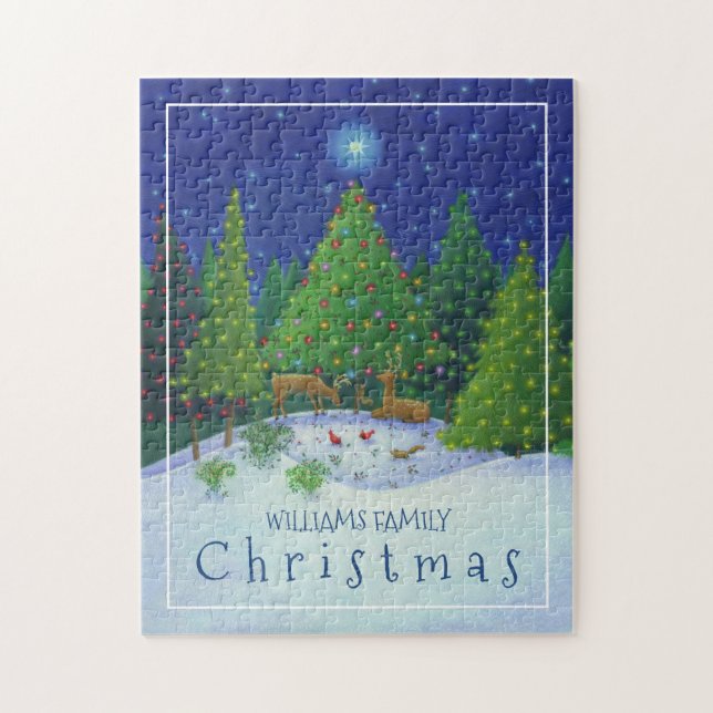 Puzzle Reindeer de Noël Animaux de forêt Nom de famille (Vertical)