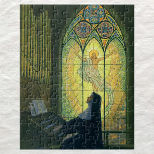 Puzzle Religion vintage, Soeur Jouer un organe dans l'Egl