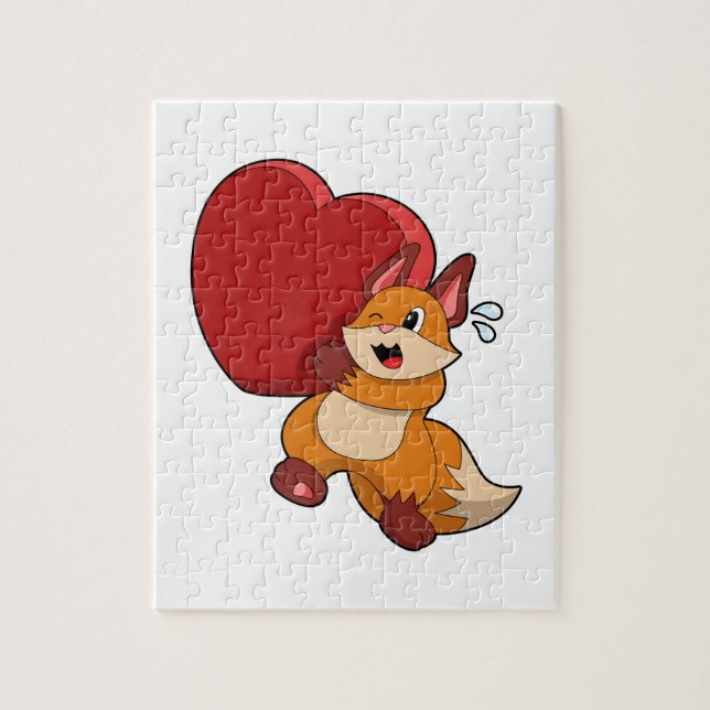 Puzzle Renard à l'amour avec le coeur (Vertical)