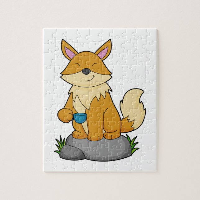 Puzzle Renard avec tasse de café (Vertical)