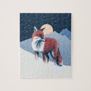 Puzzle Renard Mélange Dans La Neige D'Hiver Illustration