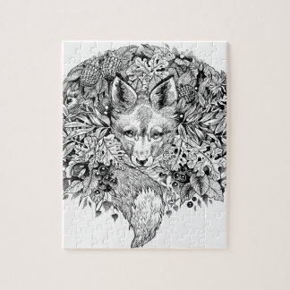 Puzzle Renard noir et blanc dans la forêt