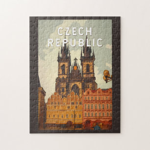Puzzle République tchèque Illustration Voyage Art Vintage