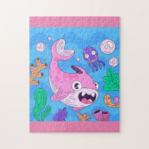 Puzzle Requin mignon rose