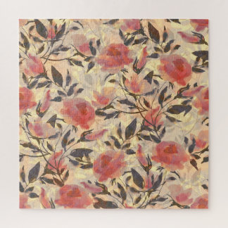 Puzzle Ressort roses sauvages : motif aquarelle.