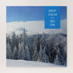 Puzzle Restez au calme et skis sur le paysage hivernal