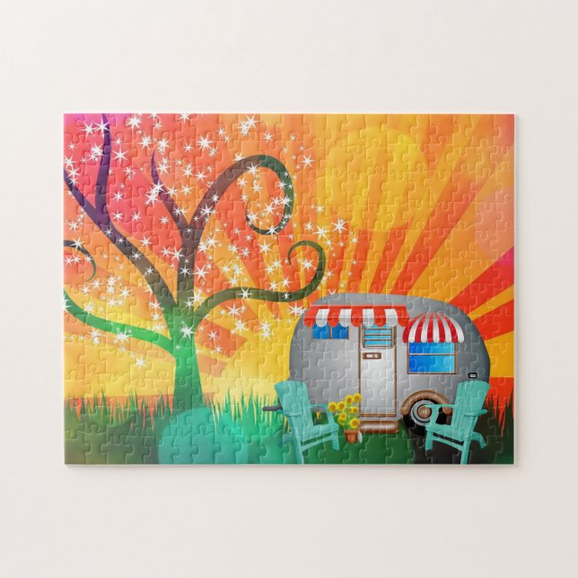 PUZZLE RETRO CAMPER PAYS ART COLORÉ (Horizontal)