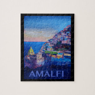 Puzzle Rétro côte Italie d'Amalfi d'affiche
