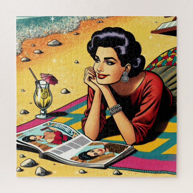 Puzzle Retro Lady at Beach Daydreabout Fashion (Vertical)