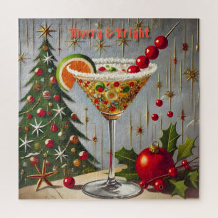 Puzzle Retro les années 50 Merry Bright Christmas Candy C