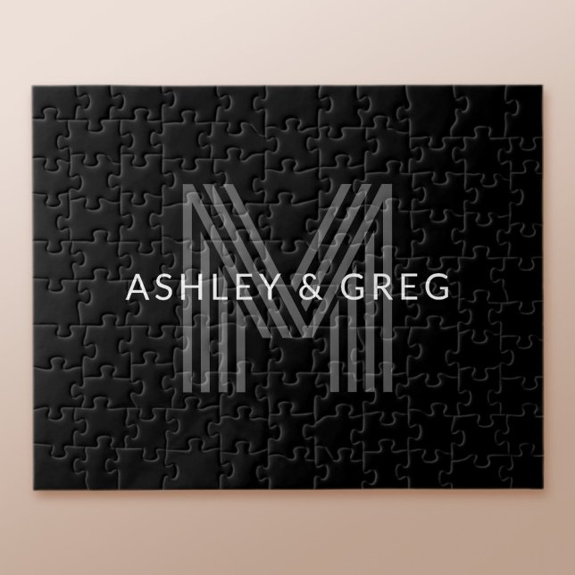 Puzzle Retro Moderne Nom/s Monogramme modifiable Noir et  (Créateur téléchargé)