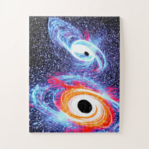 Puzzle Retro Orange Red Blue Stars Sky Night dans l'espac