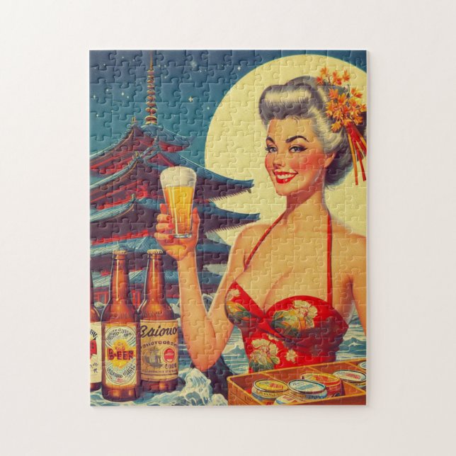 Puzzle Retro Oriental Beer Girl (Vertical)