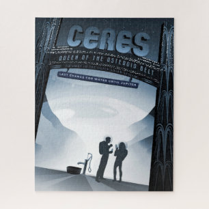 Puzzle Retro Space Travel Poster-Nwarf Planet Ceres.