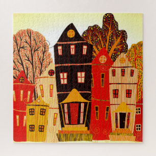 Puzzle Retro Sweet Home Poster : Maisons de dessin