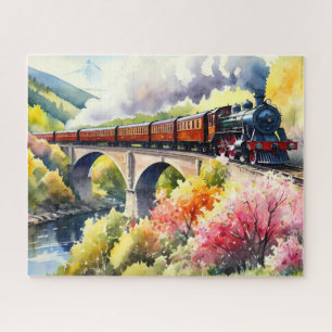Puzzle Rêves de train à vapeur Paysage Aquarelle oeuvre d
