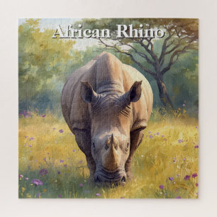 Puzzle Rhinocéros du Bushveld africain à l'aquarelle
