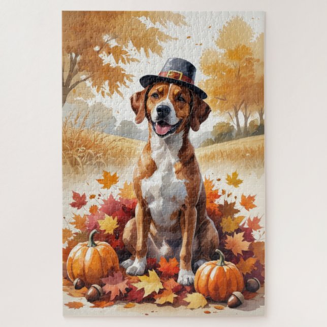 Puzzle Rhodesian Ridgeback Autumn quitte Thanksgiving Art (Vertical)