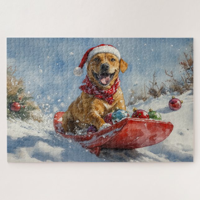 Puzzle Rhodesian Ridgeback Dog in Sledge Christmas (Horizontal)