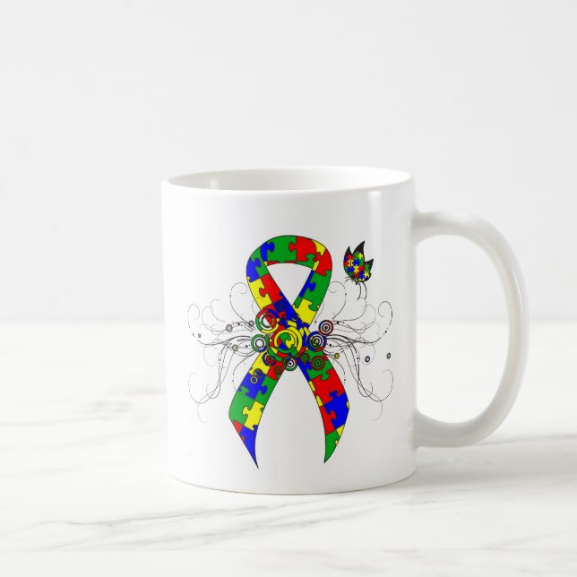 Puzzle Ribbon Butterfly Kaffeetasse (Rechts)