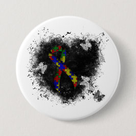 Puzzle Ribbon Grunge Herz Button