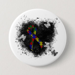 Puzzle Ribbon Grunge Herz Button