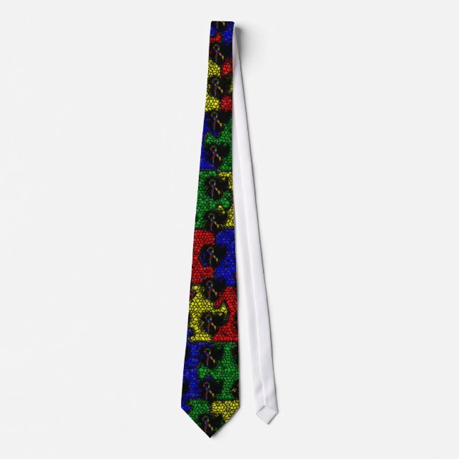 Puzzle Ribbon Grunge Herz Krawatte (Vorderseite)