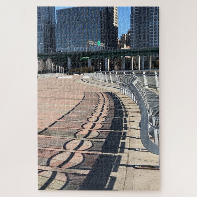 Puzzle Riverside Park Pier Shadows New York City NYC (Vertical)