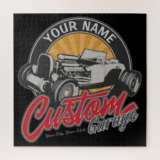 Puzzle Roadster Personnalisé Hot Rod Garage Retro Personn (Vertical)