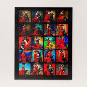 Puzzle Robe rouge Chien noir mouvements d'art