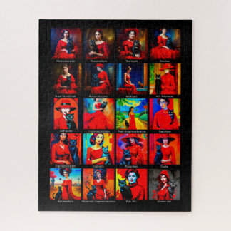 Puzzle Robe Rouge Modes d'Art Chat Noir
