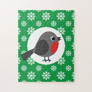 Puzzle Robin de dessin mignon avec les flocons de neige