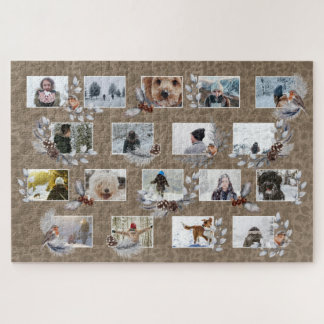 Puzzle Robin Photo Collage Personnalisé Rustique Kraft Pa