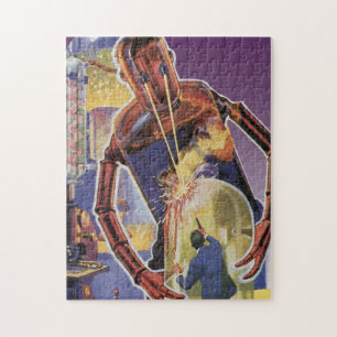 Puzzle Robot de science-fiction vintage avec les yeux de 