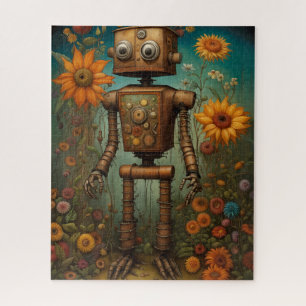 Puzzle Robot Whimsical Garden ART NUMÉRIQUE