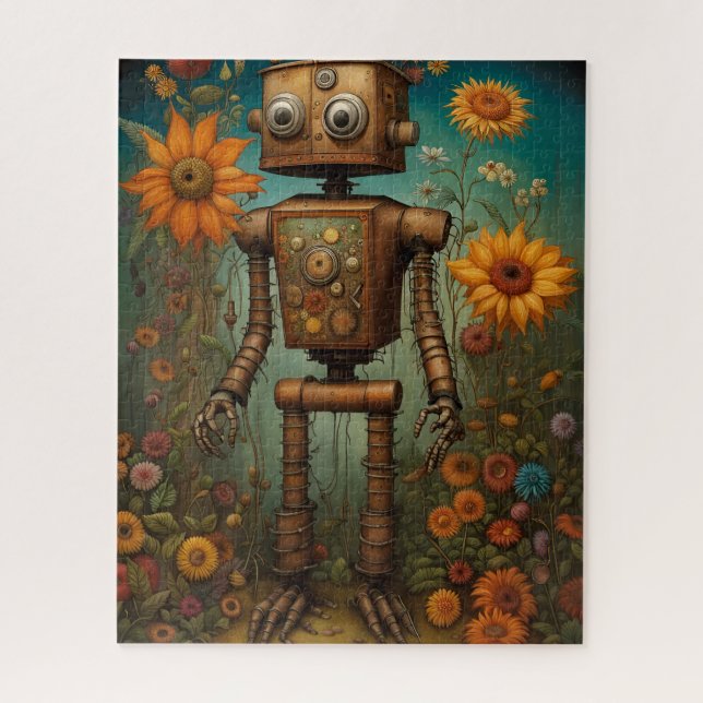 Puzzle Robot Whimsical Garden | ART NUMÉRIQUE (Vertical)