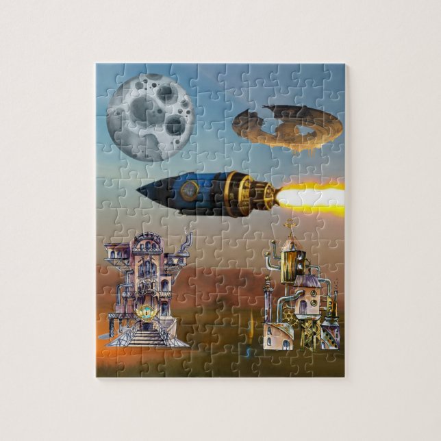 Puzzle Rocket et planètes futuristesPuzzle (Vertical)