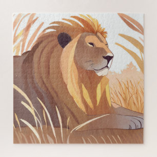 Puzzle Roi Lion   Lion Mâle Nature Animal Aquarelle