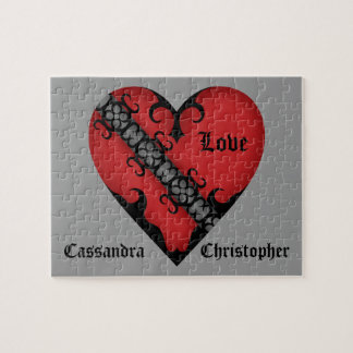 Puzzle Romantique gothique médiéval coeur rouge personnal