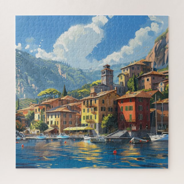 Puzzle Romantique Lakeside ville italienne (Vertical)